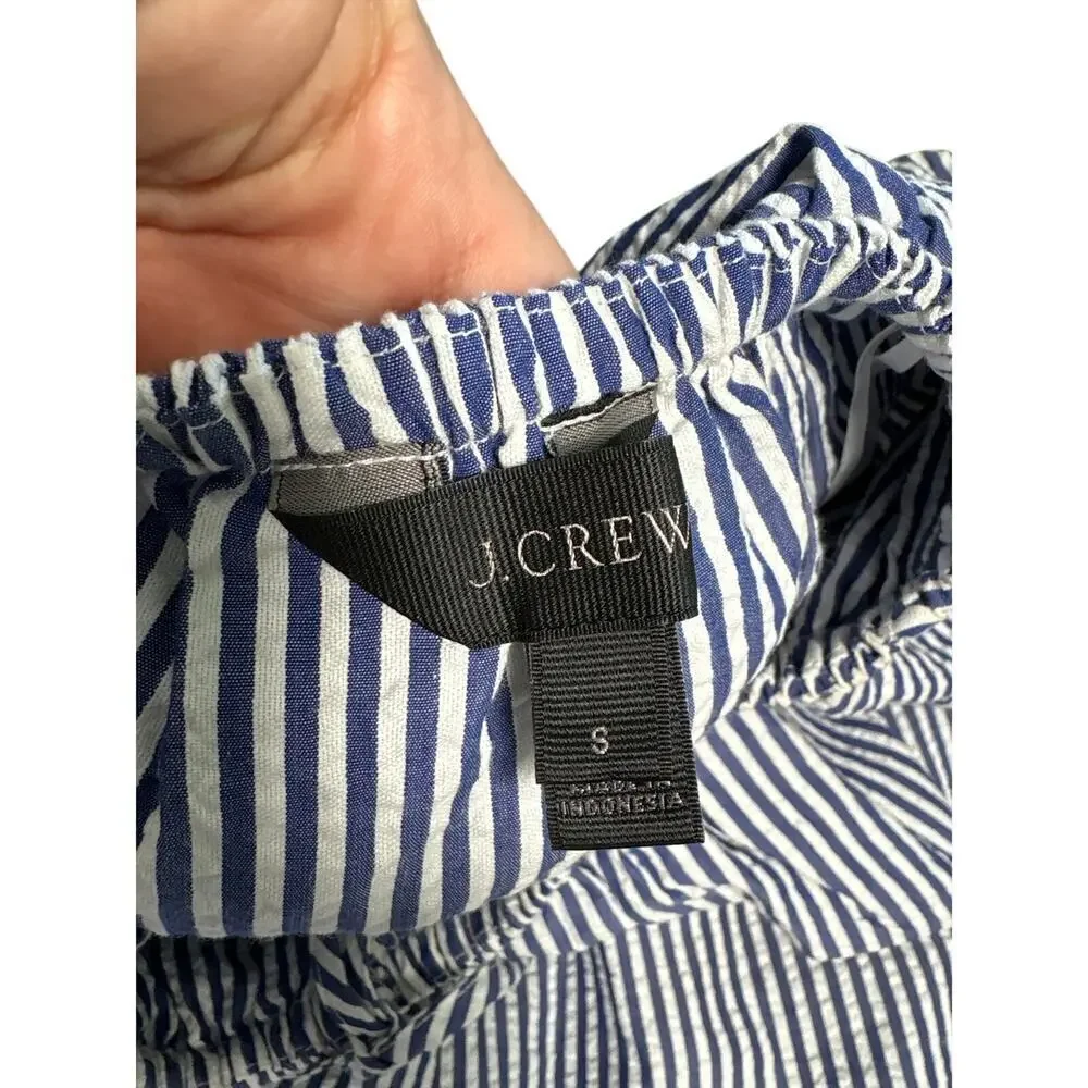 J.Crew Blue Stripe Cotton Strapless Jumpsuit S